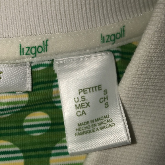 Liz Golf Sleeveless‎ Top Petite Small PS SP Green Dots Stripes - Picture 3 of 15